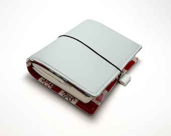 Handmade B6 Vegan Leather Notebook Cover: Sakura & Theatre Mask Interior
