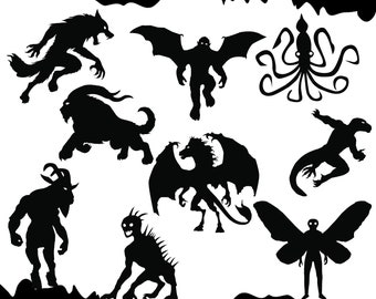 Cryptid Bundle SVG Ozark Howler, Bat squatch, Goatman, Mothman, Lizardman,  Jersey Devil, Dogman, Chupacabra, and Kraken. SVG DXF for laser.