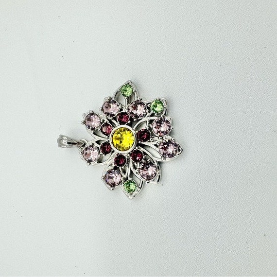 Silver May Birthstone Gem Cluster Flower Necklace… - image 10
