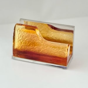 Nobility Amber Glass Encased Stainless Steel Card Holder