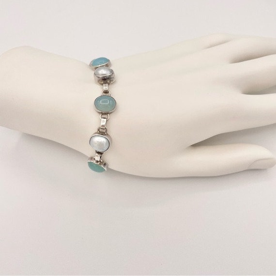 Sterling Silver Luminite Adjustable Bracelet Blue