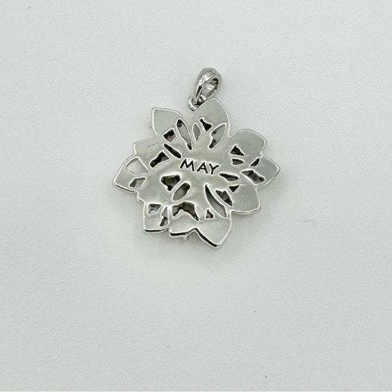 Silver May Birthstone Gem Cluster Flower Necklace… - image 5