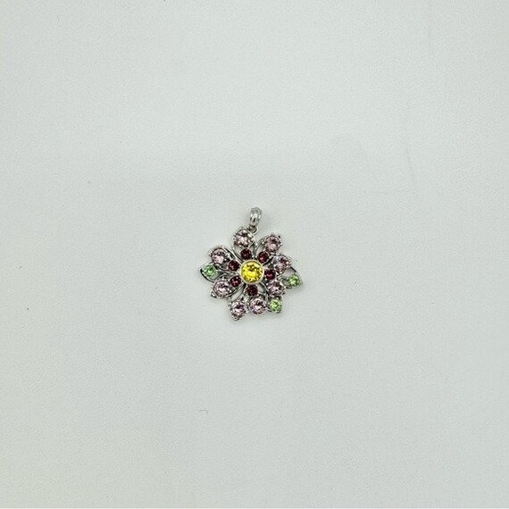 Silver May Birthstone Gem Cluster Flower Necklace… - image 3