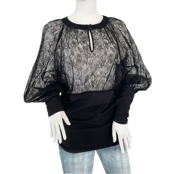 ANNE FONTAINE Sissilia Black Lace Blouson Sleeve … - image 1