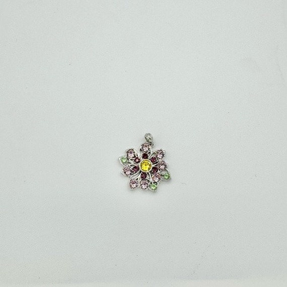 Silver May Birthstone Gem Cluster Flower Necklace… - image 6