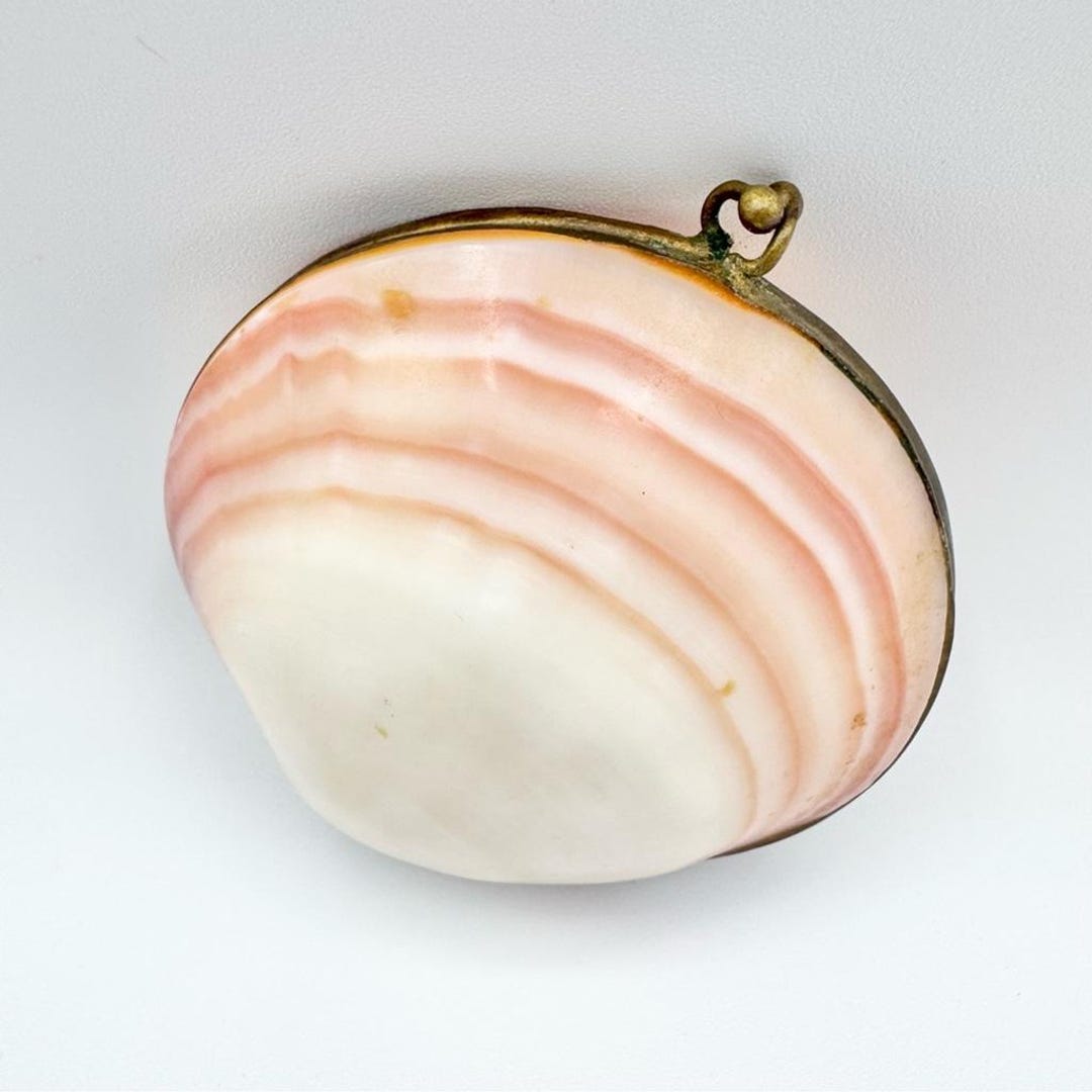 Calm Shell Lock Vintage Natural Clamshell Kiss-lock Trinket Box Rosary Box Moana Coin ...