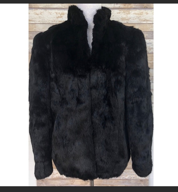 Vintage Fur Original 100% Black Rabbit Fur Coat