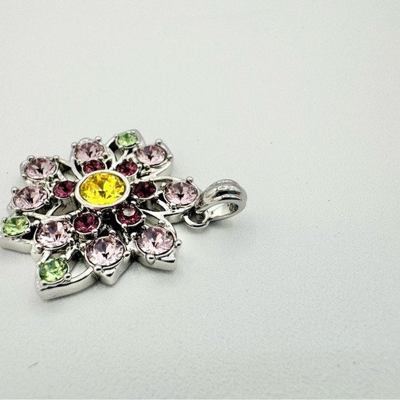 Silver May Birthstone Gem Cluster Flower Necklace… - image 9