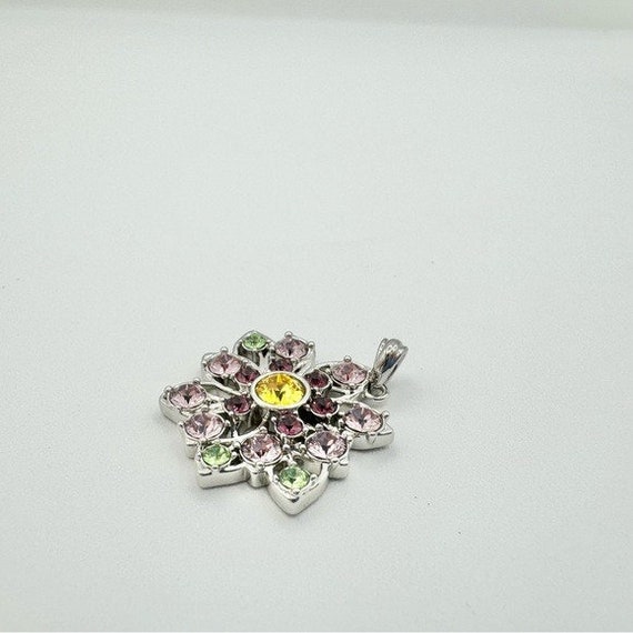 Silver May Birthstone Gem Cluster Flower Necklace… - image 7