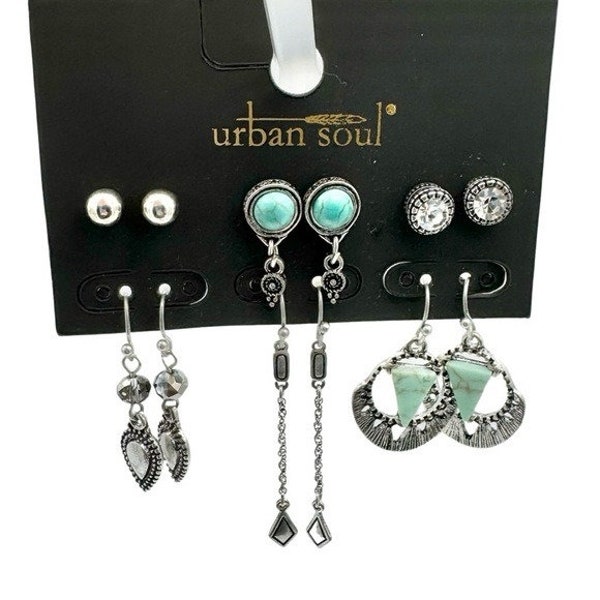 Urban Soul Turquoise Silver Earring Set NWT