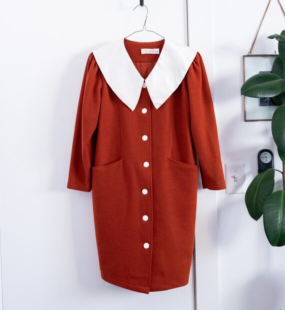 Yang Lan 1960s style button up wool dress, oversiz