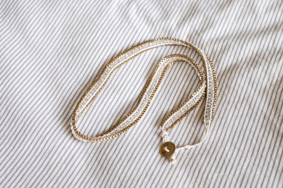 Vintage Gold and White Necklace - image 2