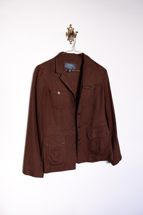 RALPH LAUREN Shirt Jacket 1990'S brown over shirt… - image 2