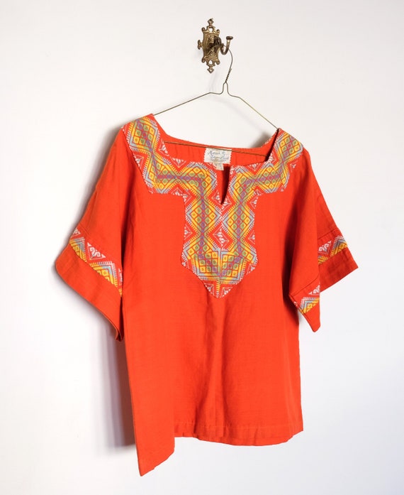 Orange EMBROIDERED Guatemala Top | Size S/M