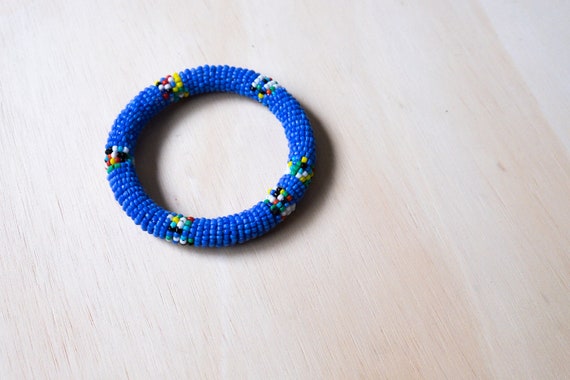 Seed Bead Crochet tubular bangle bracelet 1980s - image 2