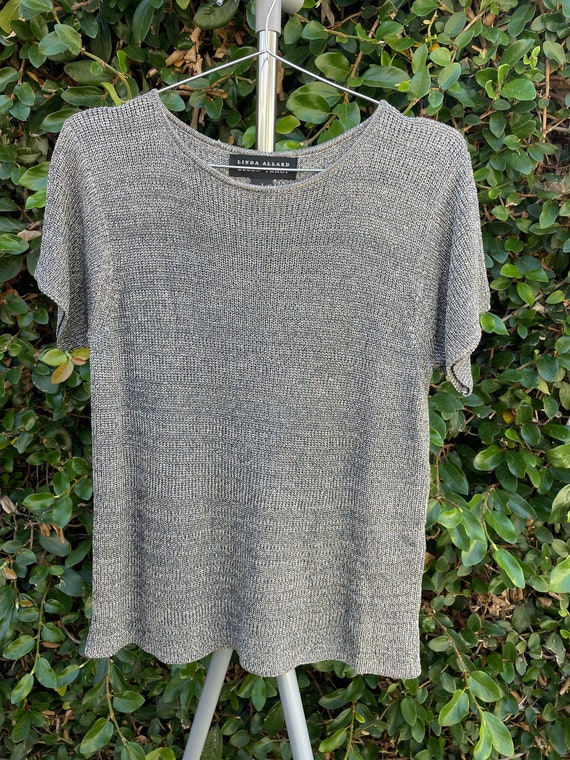 Silver metallic knit short sleeve - open size