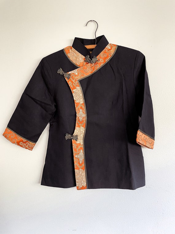 Vintage Shanghai Top / Over shirt - Black and oran