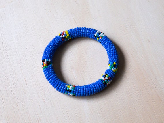 Seed Bead Crochet tubular bangle bracelet 1980s - image 3