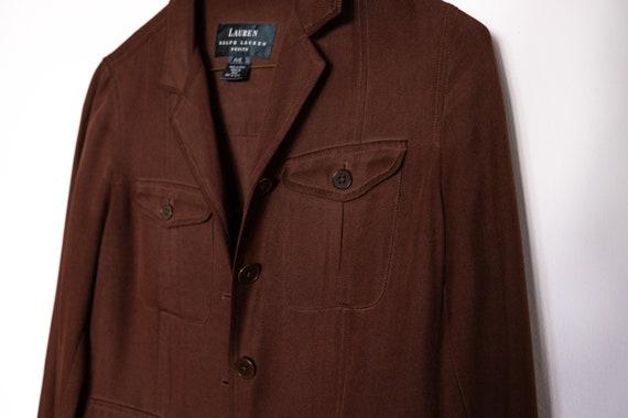 RALPH LAUREN Shirt Jacket 1990'S brown over shirt… - image 6