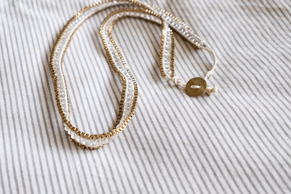 Vintage Gold and White Necklace - image 1