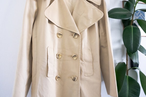Higbee's Khaki Raincoat Overcoat 1980's double-br… - image 2