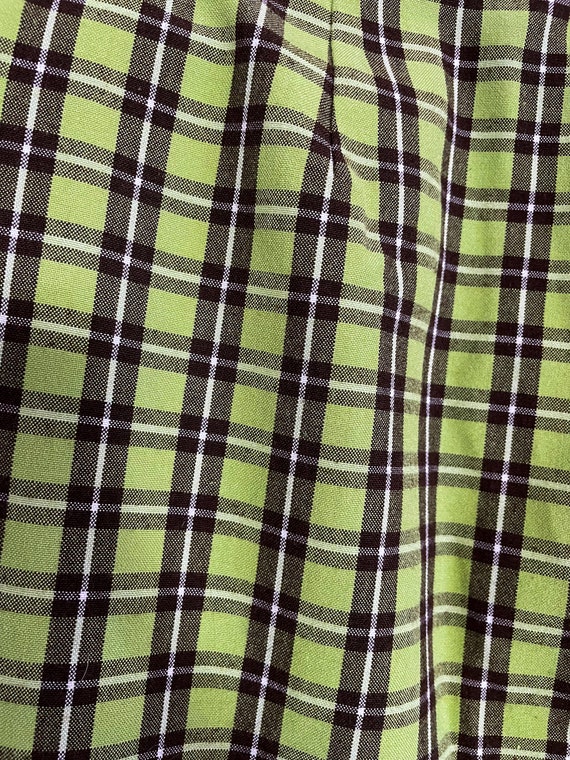 VINTAGE Lime Green, Brown, & Cream Plaid trousers… - image 6