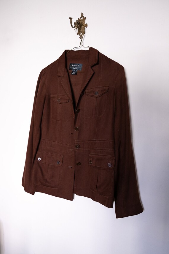 RALPH LAUREN Shirt Jacket 1990'S brown over shirt… - image 4