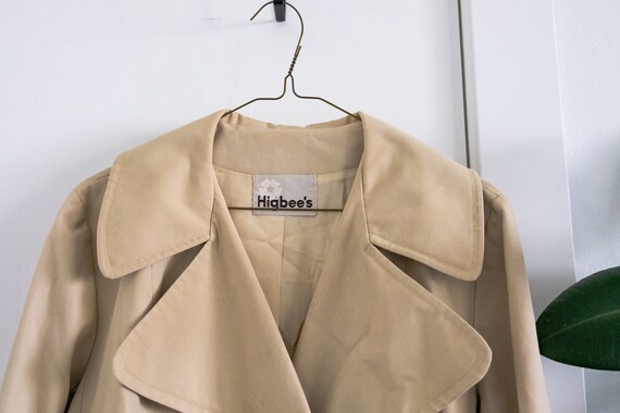 Higbee's Khaki Raincoat Overcoat 1980's double-br… - image 3