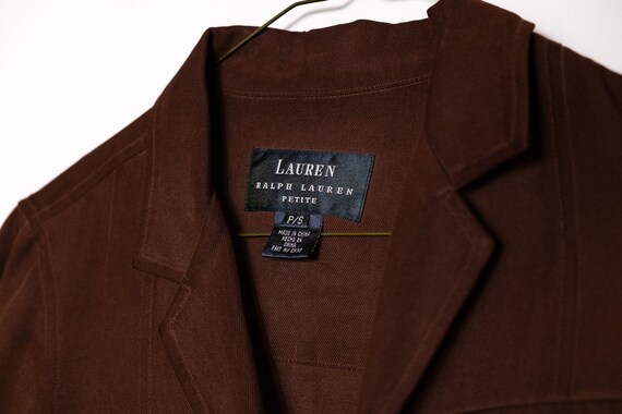 RALPH LAUREN Shirt Jacket 1990'S brown over shirt… - image 7