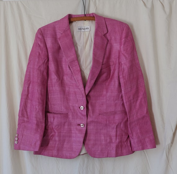 Mauve silk skirt suit, vintage by di Benedetto 80s - image 1