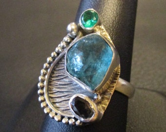 Sterling zilveren blauwe topaas ring