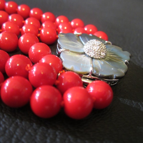 Vintage Red Bead Necklace - image 2