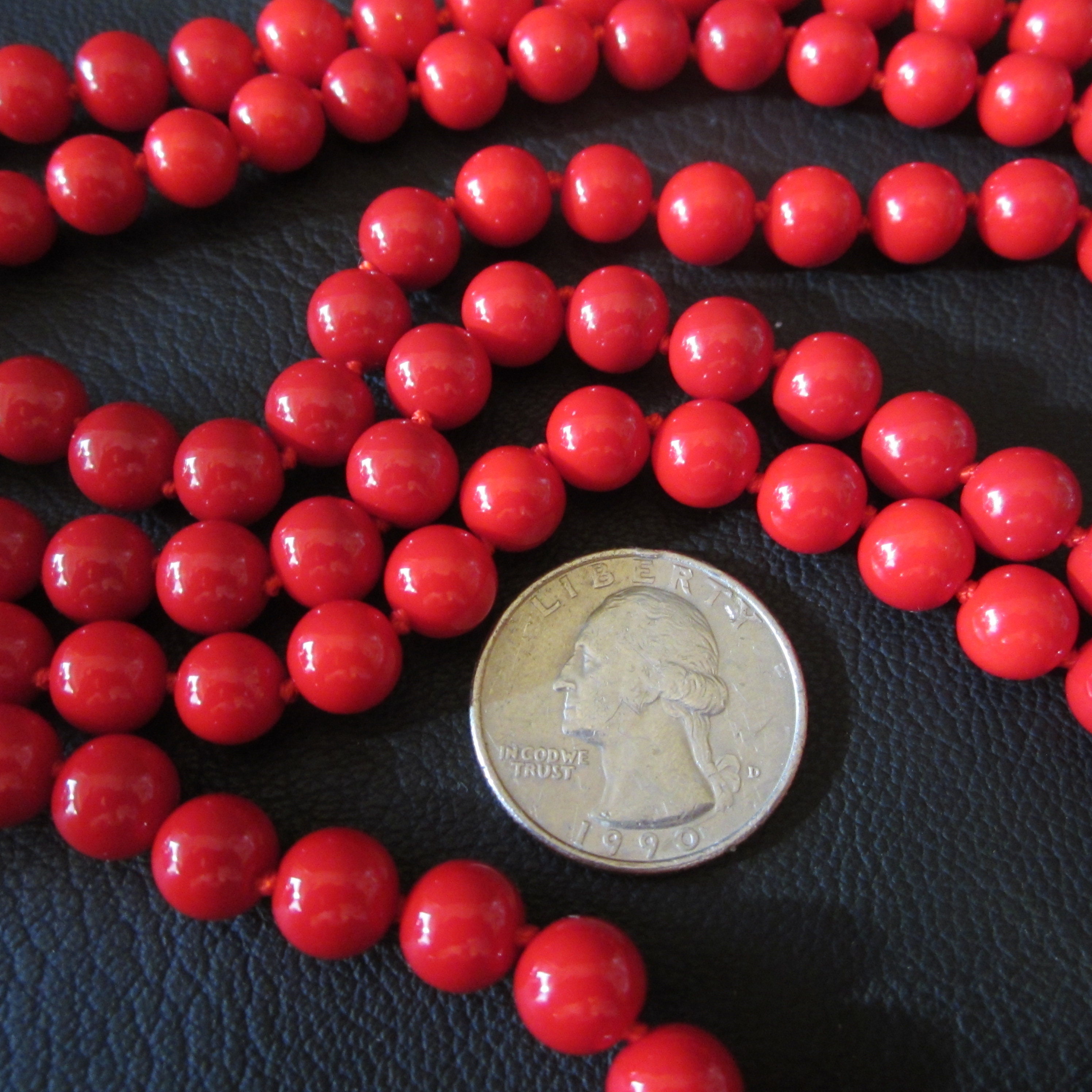 Vintage Red Bead Necklace Etsy