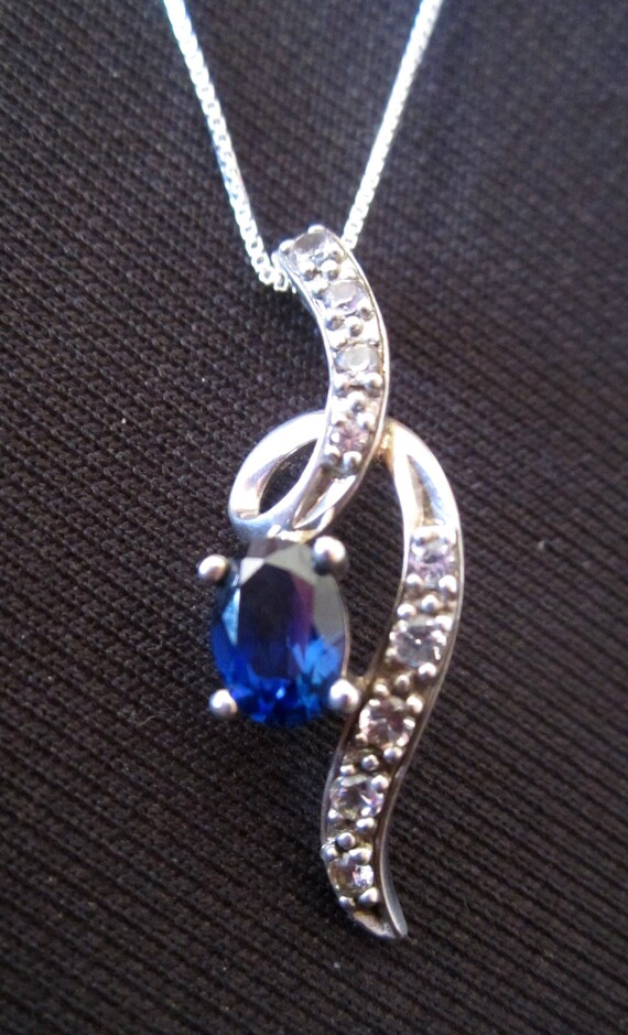 Sterling Silver Sapphire Necklace - image 2