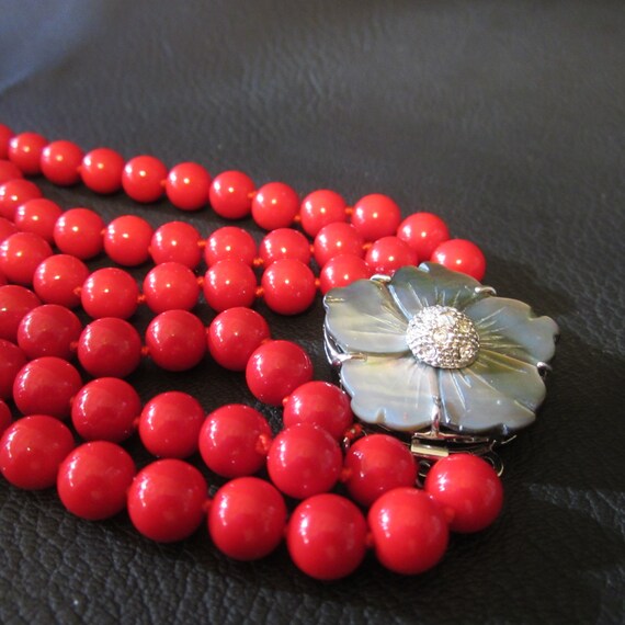 Vintage Red Bead Necklace - image 10