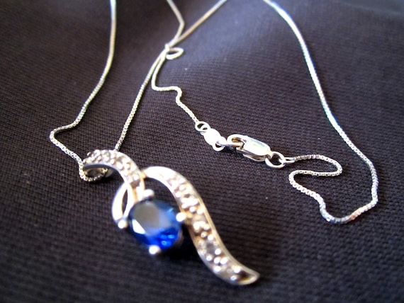 Sterling Silver Sapphire Necklace - image 1