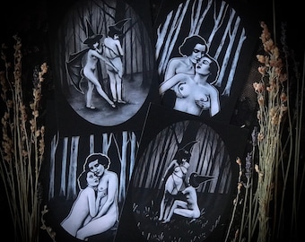 Postcard set of 4 postcards, from lesbian sapphic painting series.