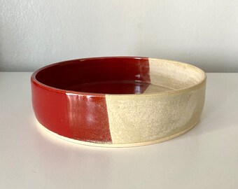 Red and Cream Handmade Ceramic Bowl