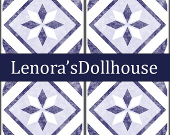 Dollhouse Encaustic Look-Alike Tile - Digital Download, Seamless, PDF 8.5" x 11" Printable, Floor Pattern