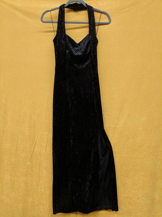 black velvet halter dress