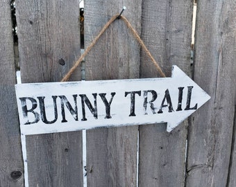 Bunny Trail Sign, Spring Decor, Rustic Home, Farmhouse Holiday Decoration, Front Door, Easter Sign, Bunny Theme Party,
