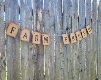 Farm Fresh Banner, Farmers Market Sign, Farmhouse Home, Rustic Bunting, Farmer Sign, Dairy Farm, Barn Garland, Farm to Table, Vegetable Farm