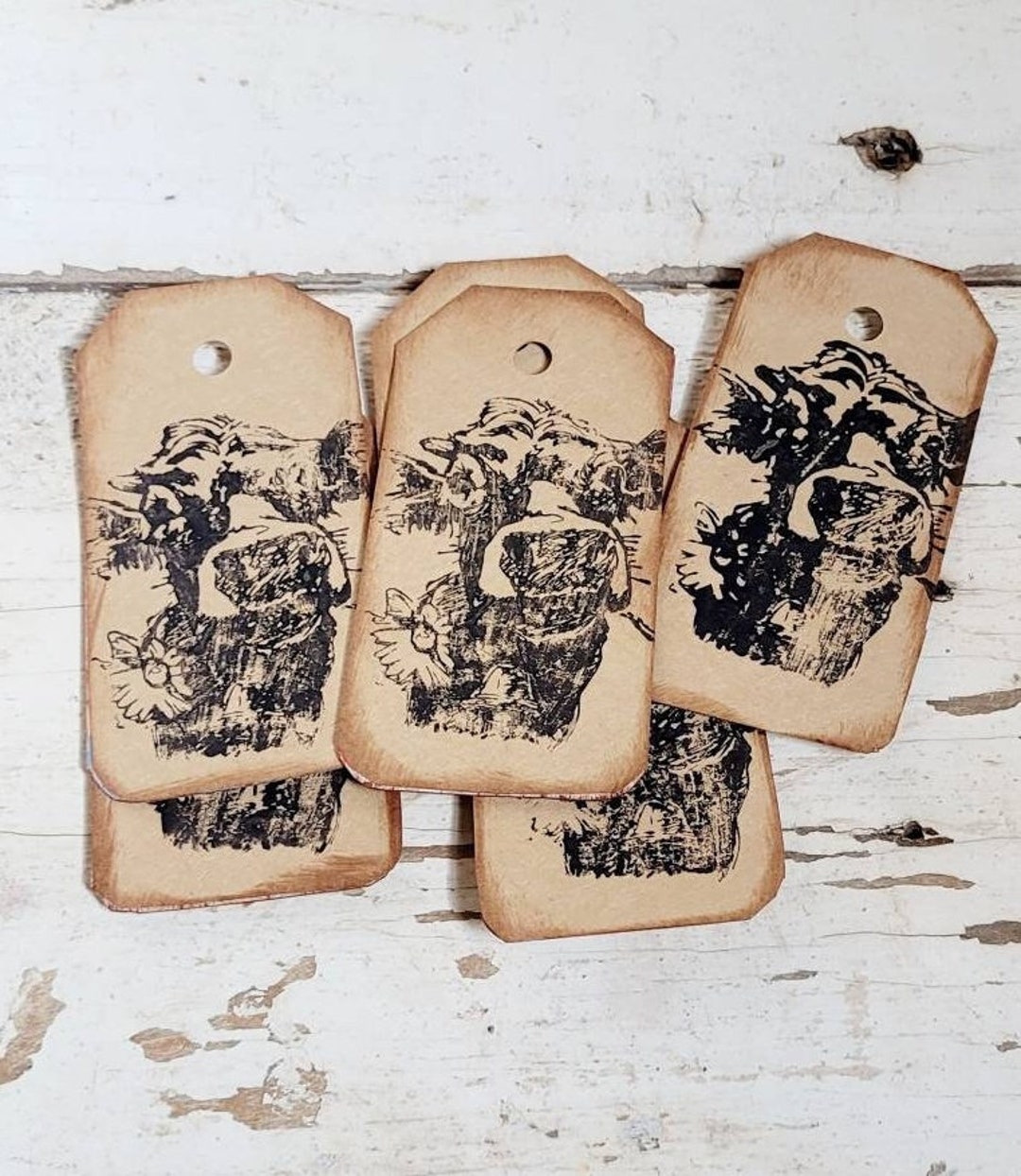 Rustic Product Tags Cow Gift Tags, Rustic Farm Animal Embellishments (set of 12) - Etsy