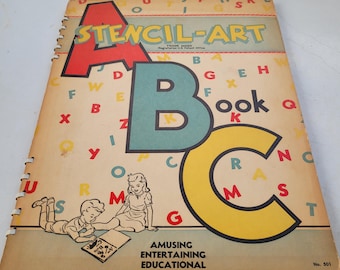 Vintage Book, Stencil Art, Antique Art Supplies, Ephemera, Alphabet Stencils, Vintage Childrens Book, 1940s Book Collector, Art Museum Piece