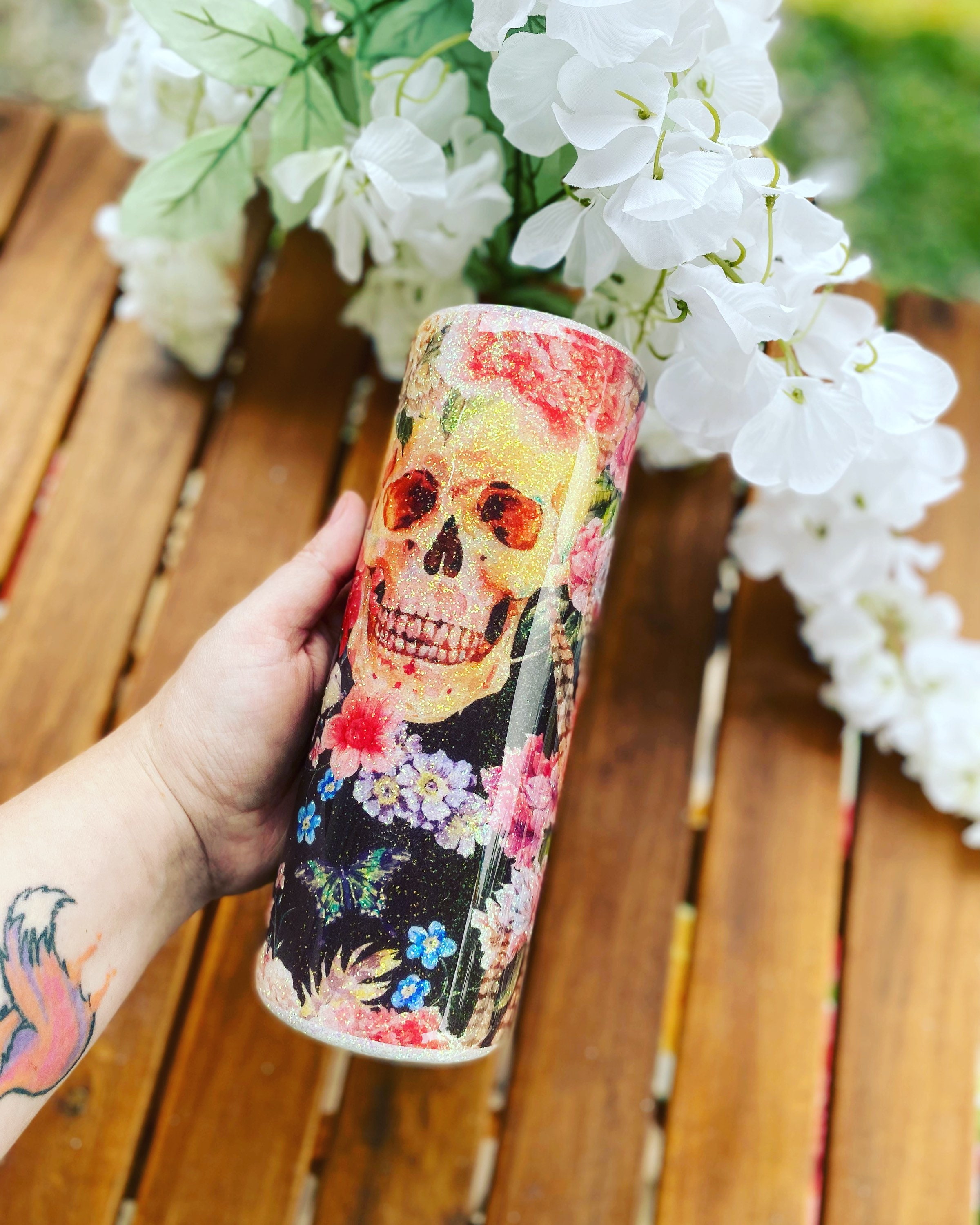 Glitter epoxy Halloween skull coffee tumbler cup personalized Etsy