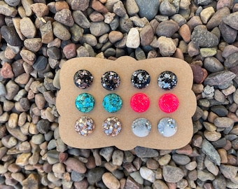 1/2” Round Stud Resin Earrings