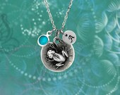 Personalised Frog Necklace, Frog Jewelry, Animal Necklace, Initial, Birthstone, Monogram, Gift for Her, Birthday Gift