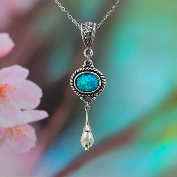 Blue fire opal pendant online