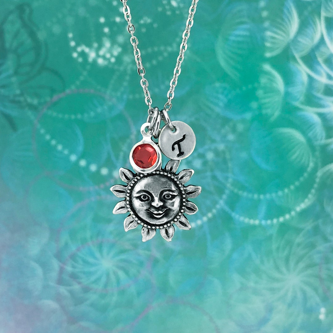Sun Necklace Celestial Jewelry Personalised Sun Necklace Etsy