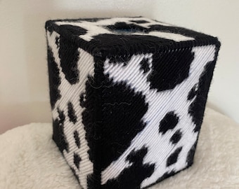 Cow print tissue box cover